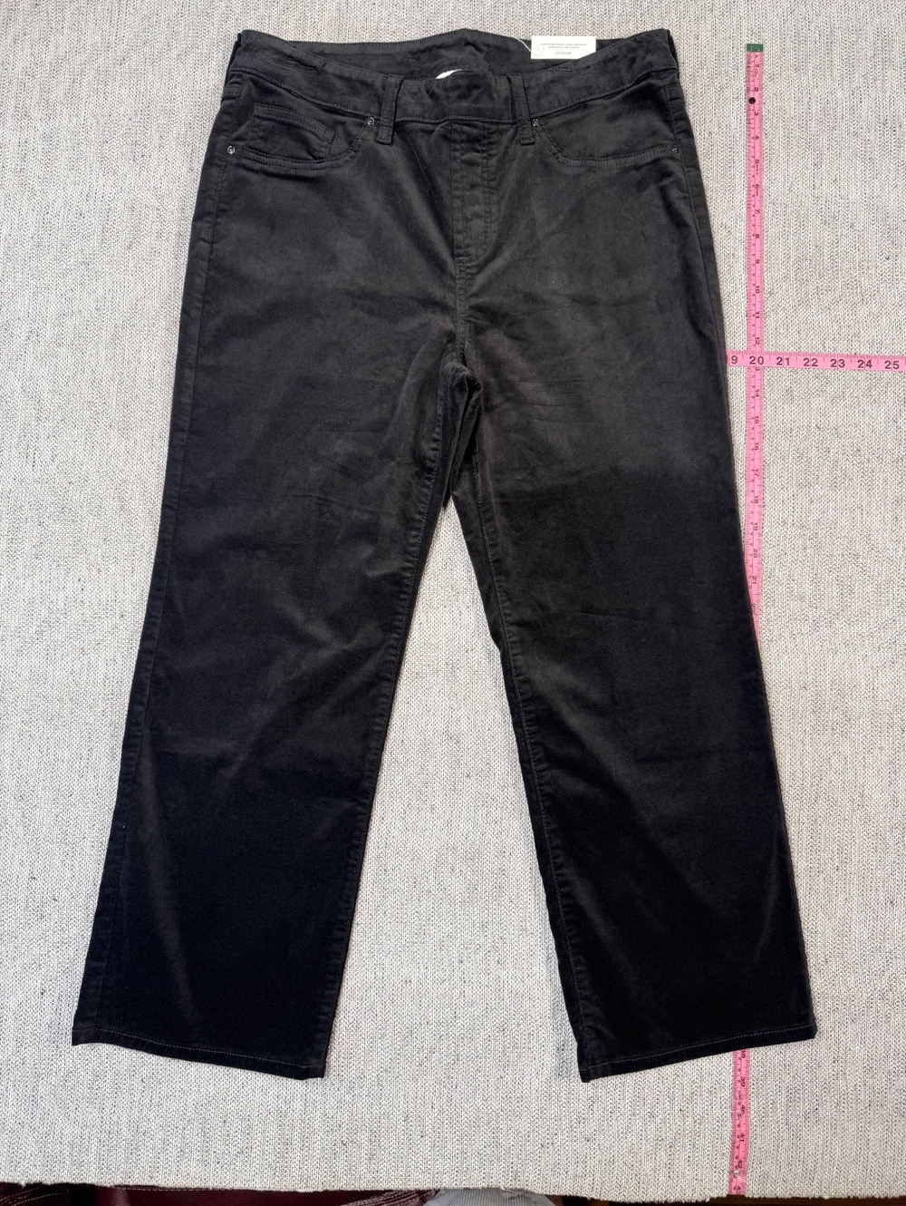 Chico's Black Velvet Denim Crop Flare Pants Size 2